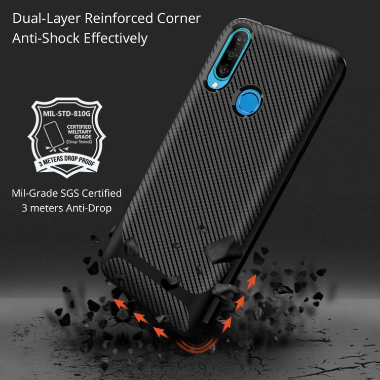 For Huawei Y6P 2020 Carbon Fiber Texture Shockproof TPU Protective Case