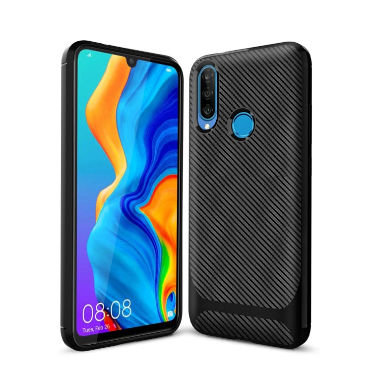 For Huawei Y7P 2020 / P40 Lite E (Global Version) / Honor 9C (Global Version) Carbon Fiber Texture Shockproof TPU Protective Case