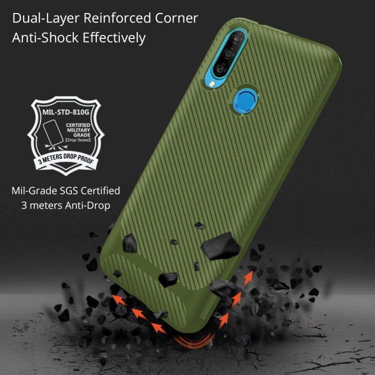 For Huawei Y7P 2020 / P40 Lite E (Global Version) / Honor 9C (Global Version) Carbon Fiber Texture Shockproof TPU Protective Case