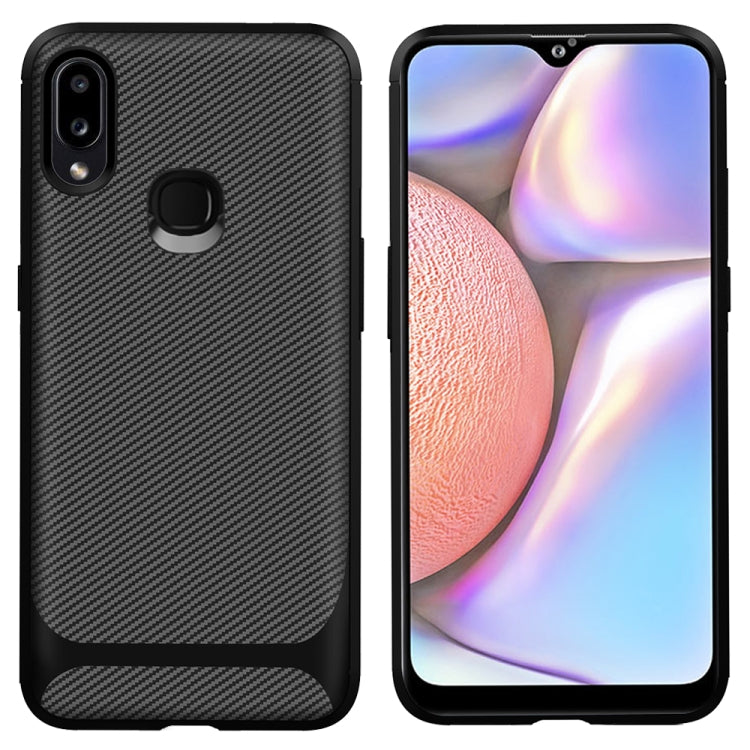 For Samsung Galaxy M01S Carbon Fiber Texture Shockproof TPU Protective Case