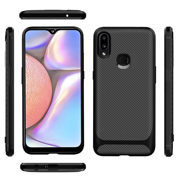 For Samsung Galaxy M01S Carbon Fiber Texture Shockproof TPU Protective Case