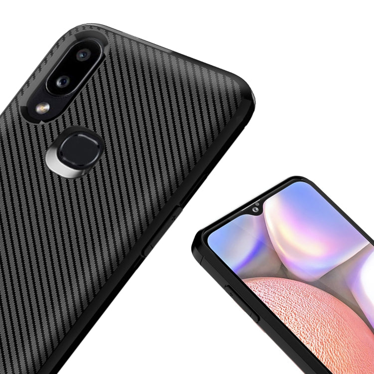 For Samsung Galaxy M01S Carbon Fiber Texture Shockproof TPU Protective Case