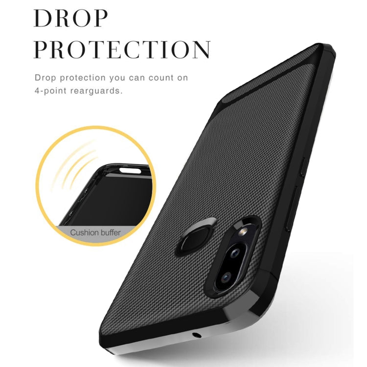 For Samsung Galaxy M01S Carbon Fiber Texture Shockproof TPU Protective Case