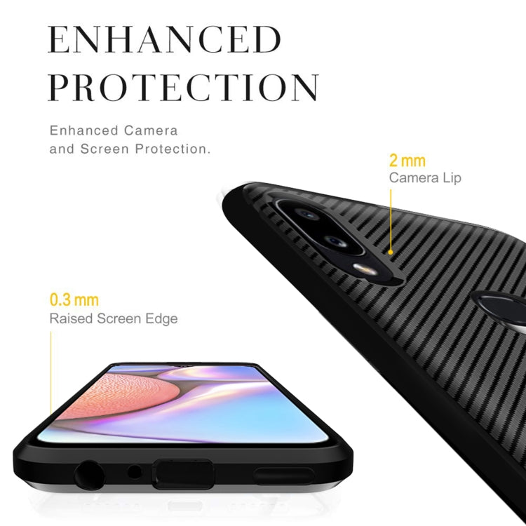 For Samsung Galaxy M01S Carbon Fiber Texture Shockproof TPU Protective Case