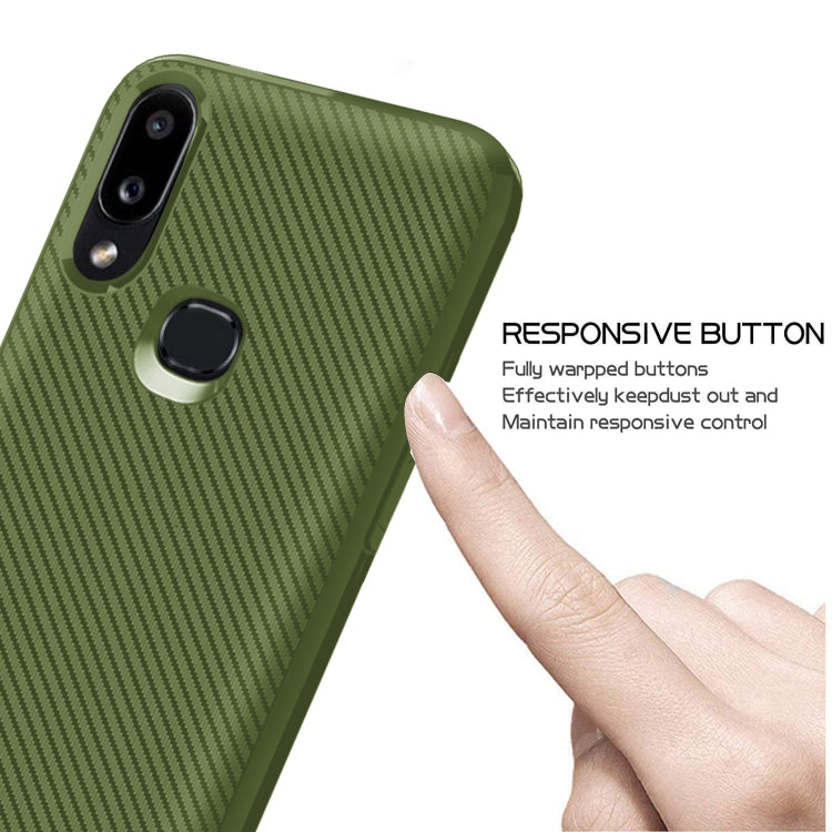For Samsung Galaxy M01S Carbon Fiber Texture Shockproof TPU Protective Case