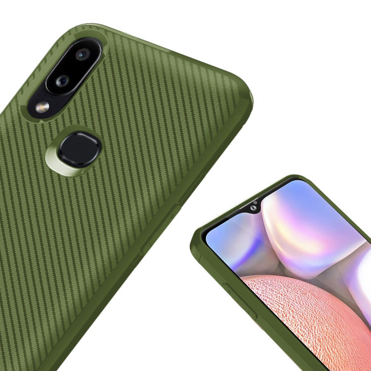 For Samsung Galaxy M01S Carbon Fiber Texture Shockproof TPU Protective Case