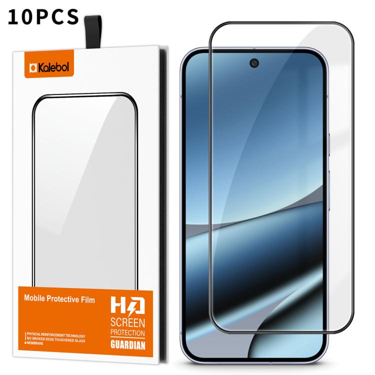 For Google Pixel 10 Pro XL 10pcs Kalebol High-Aluminum Screen-Printed Full-Coverage Anti-Fingerprint Black-Bordered HD Tempered Glass Film