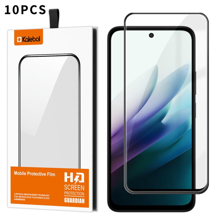 For Redmi 15 5G Global / 15 4G SEA 169.5mm 10pcs Kalebol High-Aluminum Screen-Printed Full-Coverage Anti-Fingerprint Black-Bordered HD Tempered Glass Film