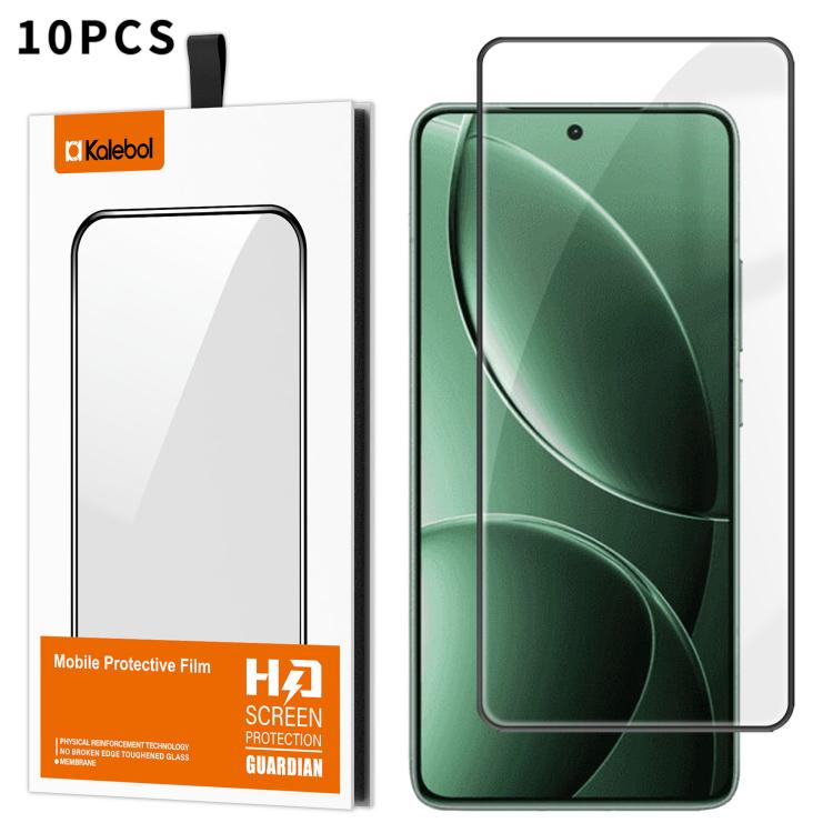 For Redmi K80 10pcs Kalebol High-Aluminum Screen-Printed Full-Coverage Anti-Fingerprint Black-Bordered HD Tempered Glass Film