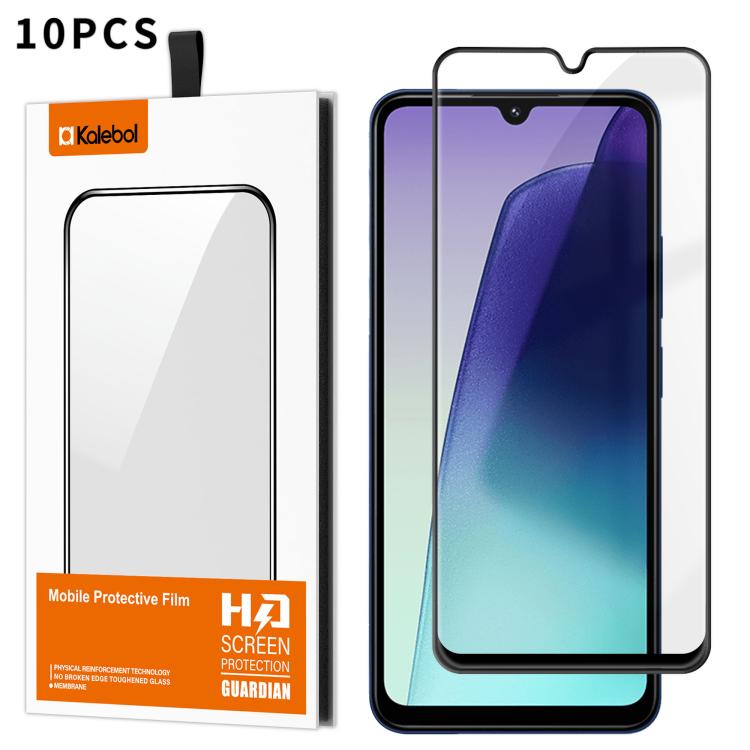 For Redmi 14R 5G 10pcs Kalebol High-Aluminum Screen-Printed Full-Coverage Anti-Fingerprint Black-Bordered HD Tempered Glass Film