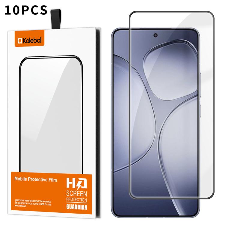 For Redmi K70 Ultra 10pcs Kalebol High-Aluminum Screen-Printed Full-Coverage Anti-Fingerprint Black-Bordered HD Tempered Glass Film