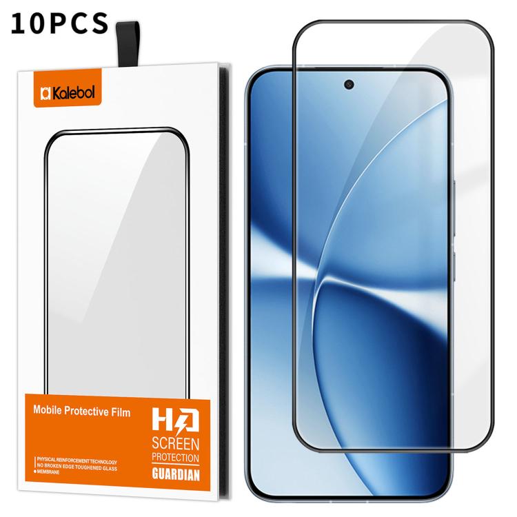 For Redmi Turbo 5 Pro Max / Poco X8 Pro Max 10pcs Kalebol High-Aluminum Screen-Printed Full-Coverage Anti-Fingerprint Black-Bordered HD Tempered Glass Film