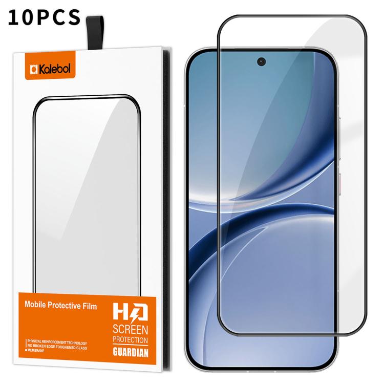 For Redmi Turbo 5 5G / Poco X8 Pro 5G 10pcs Kalebol High-Aluminum Screen-Printed Full-Coverage Anti-Fingerprint Black-Bordered HD Tempered Glass Film