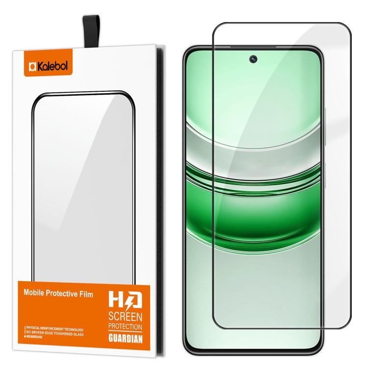 For Realme 14x Kalebol High-Aluminum Screen-Printed Full-Coverage Anti-Fingerprint Black-Bordered HD Tempered Glass Film
