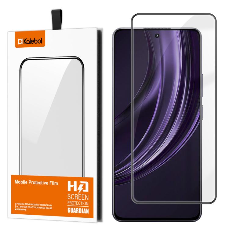 For Realme 13+ Kalebol High-Aluminum Screen-Printed Full-Coverage Anti-Fingerprint Black-Bordered HD Tempered Glass Film