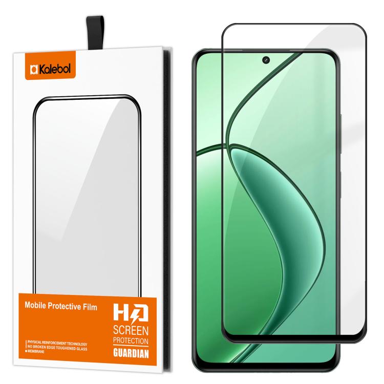 For Realme 12x Kalebol High-Aluminum Screen-Printed Full-Coverage Anti-Fingerprint Black-Bordered HD Tempered Glass Film