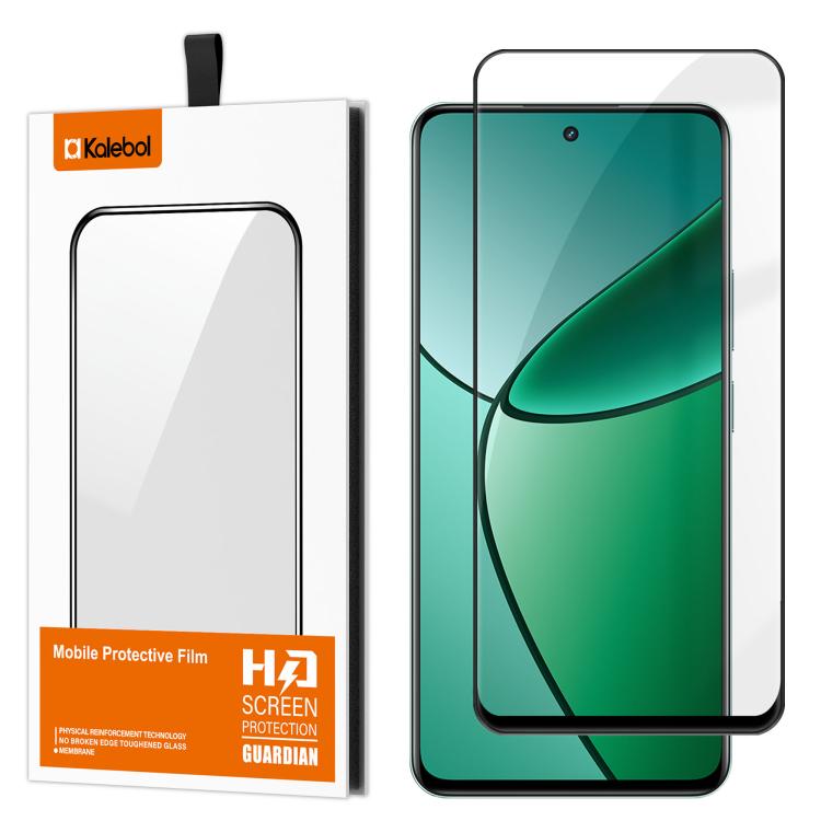 For Realme 12+ Kalebol High-Aluminum Screen-Printed Full-Coverage Anti-Fingerprint Black-Bordered HD Tempered Glass Film
