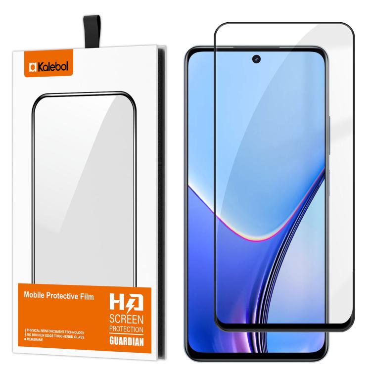 For Realme 11x Kalebol High-Aluminum Screen-Printed Full-Coverage Anti-Fingerprint Black-Bordered HD Tempered Glass Film
