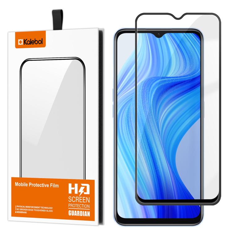 For Realme 10T Kalebol High-Aluminum Screen-Printed Full-Coverage Anti-Fingerprint Black-Bordered HD Tempered Glass Film