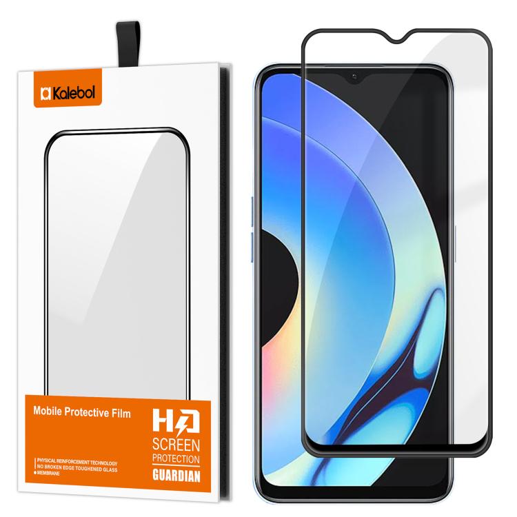 For Realme 10s Kalebol High-Aluminum Screen-Printed Full-Coverage Anti-Fingerprint Black-Bordered HD Tempered Glass Film