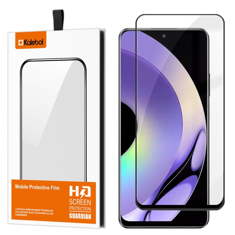 For Realme 10 Pro 5G Kalebol High-Aluminum Screen-Printed Full-Coverage Anti-Fingerprint Black-Bordered HD Tempered Glass Film