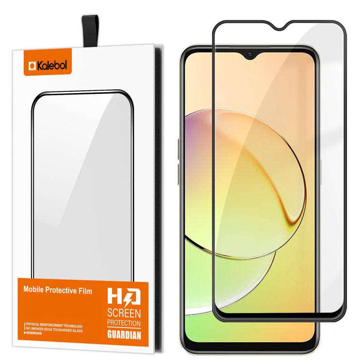 For Realme 10 5G Kalebol High-Aluminum Screen-Printed Full-Coverage Anti-Fingerprint Black-Bordered HD Tempered Glass Film