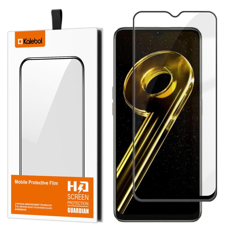 For Realme 9i 5G Kalebol High-Aluminum Screen-Printed Full-Coverage Anti-Fingerprint Black-Bordered HD Tempered Glass Film
