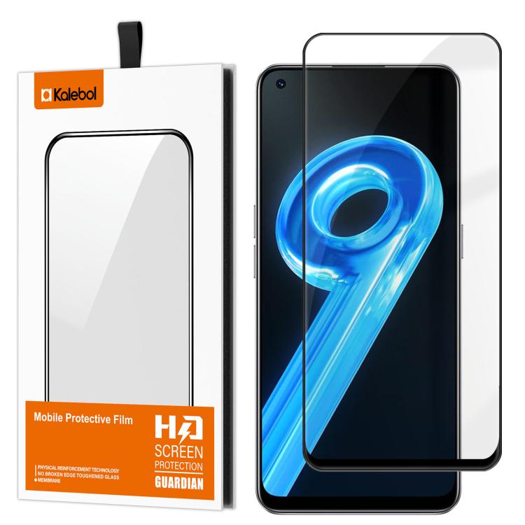 For Realme 9 4G Kalebol High-Aluminum Screen-Printed Full-Coverage Anti-Fingerprint Black-Bordered HD Tempered Glass Film
