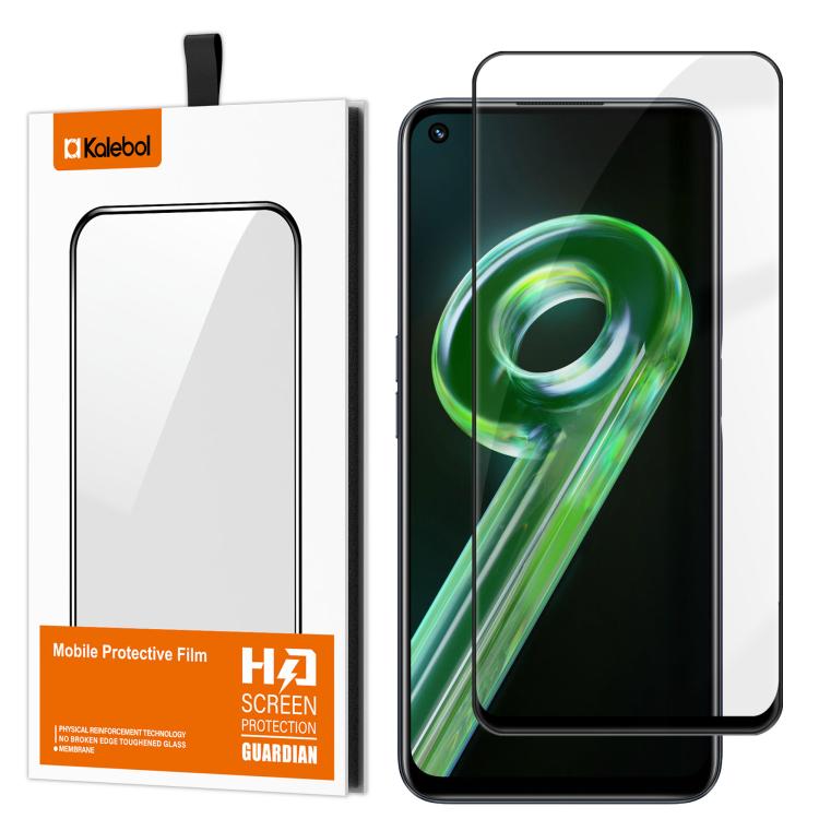 For Realme 9 5G Kalebol High-Aluminum Screen-Printed Full-Coverage Anti-Fingerprint Black-Bordered HD Tempered Glass Film