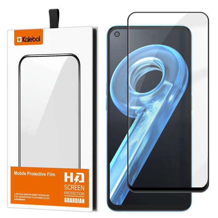 For Realme 9i 4G Kalebol High-Aluminum Screen-Printed Full-Coverage Anti-Fingerprint Black-Bordered HD Tempered Glass Film