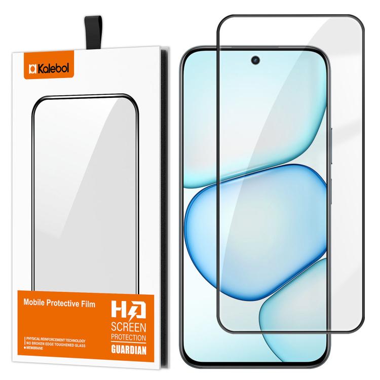 For Realme C100 4G Kalebol High-Aluminum Screen-Printed Full-Coverage Anti-Fingerprint Black-Bordered HD Tempered Glass Film
