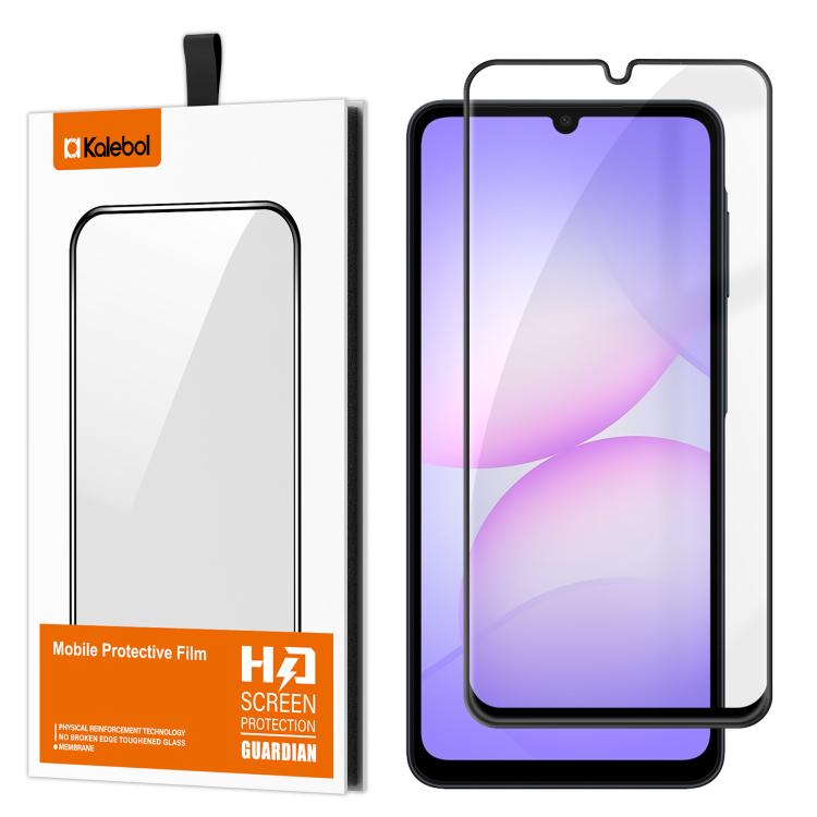For Samsung Galaxy A07 4G / 5G Kalebol High-Aluminum Screen-Printed Full-Coverage Anti-Fingerprint Black-Bordered HD Tempered Glass Film