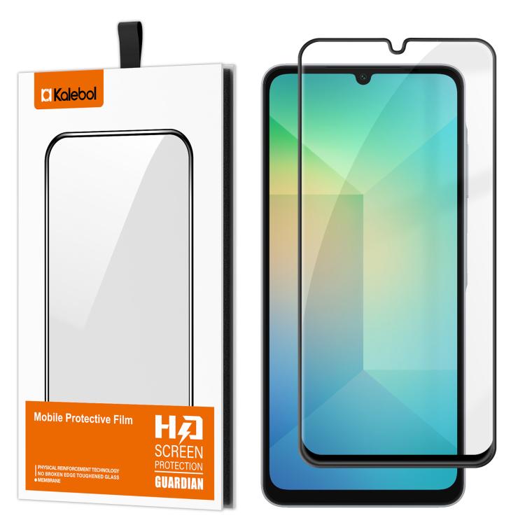 For Samsung Galaxy A06 4G / 5G Kalebol High-Aluminum Screen-Printed Full-Coverage Anti-Fingerprint Black-Bordered HD Tempered Glass Film