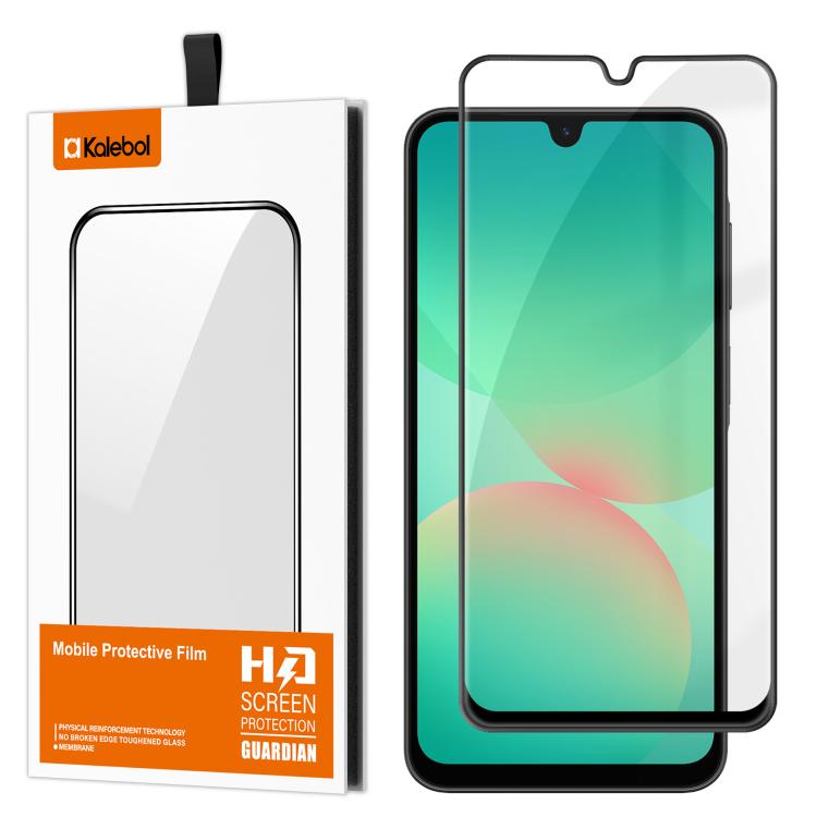 For Samsung Galaxy A26 5G Kalebol High-Aluminum Screen-Printed Full-Coverage Anti-Fingerprint Black-Bordered HD Tempered Glass Film