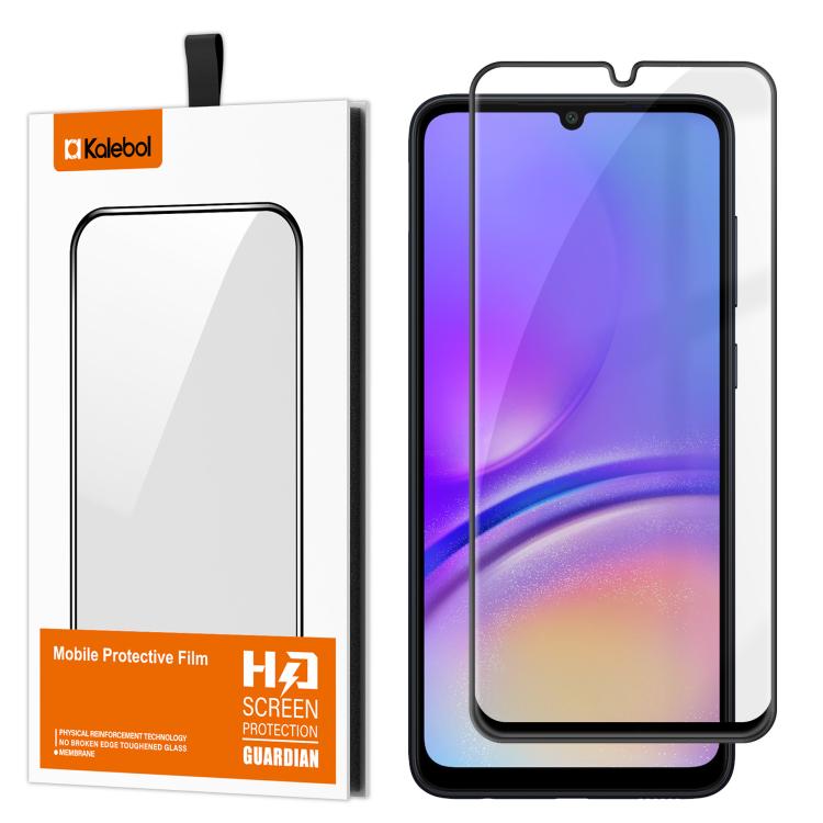 For Samsung Galaxy A05 Kalebol High-Aluminum Screen-Printed Full-Coverage Anti-Fingerprint Black-Bordered HD Tempered Glass Film