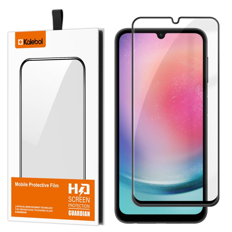 For Samsung Galaxy A24 4G Kalebol High-Aluminum Screen-Printed Full-Coverage Anti-Fingerprint Black-Bordered HD Tempered Glass Film