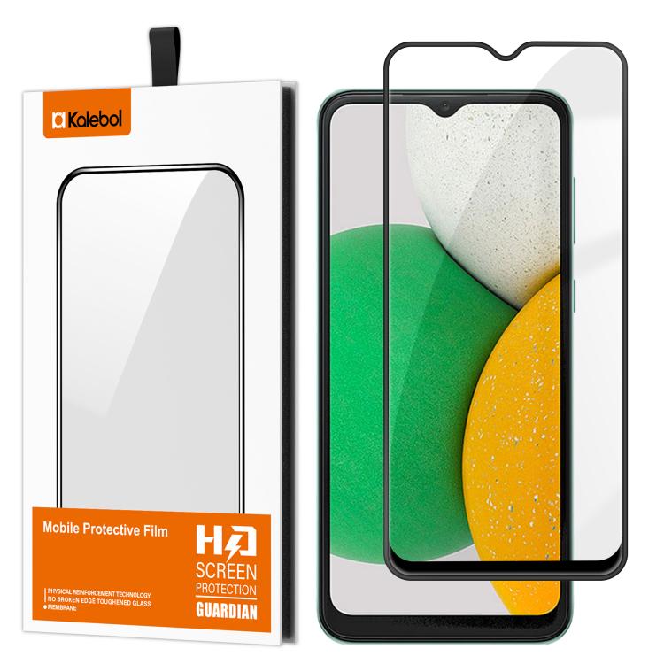 For Samsung Galaxy A04 Core Kalebol High-Aluminum Screen-Printed Full-Coverage Anti-Fingerprint Black-Bordered HD Tempered Glass Film