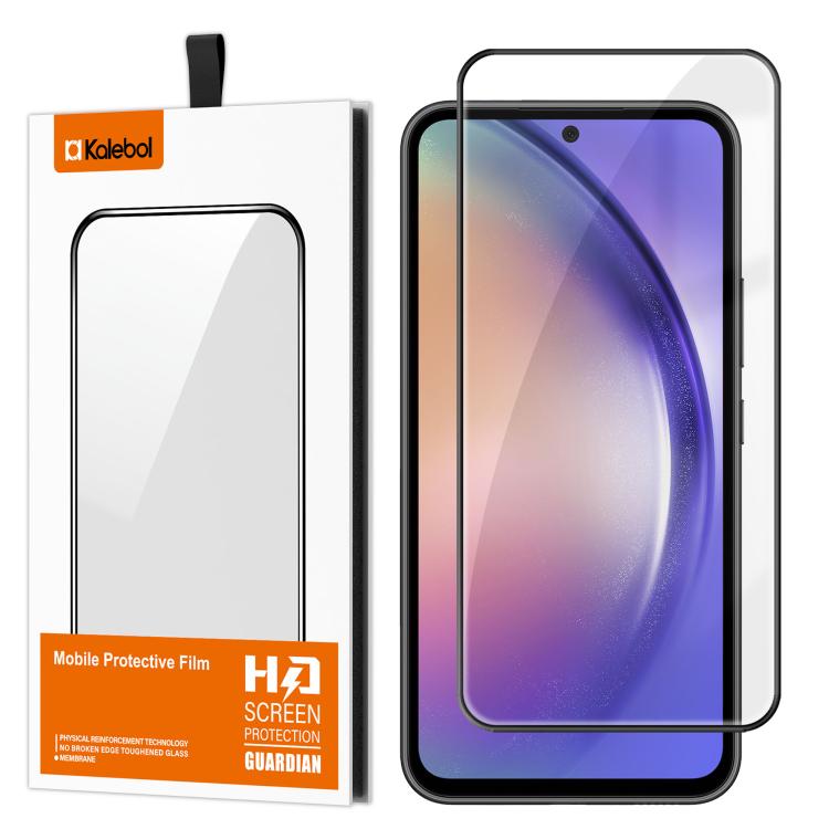 For Samsung Galaxy A54 5G Kalebol High-Aluminum Screen-Printed Full-Coverage Anti-Fingerprint Black-Bordered HD Tempered Glass Film