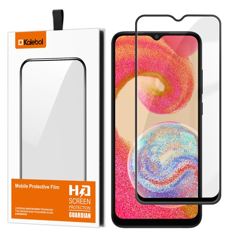 For Samsung Galaxy A04e Kalebol High-Aluminum Screen-Printed Full-Coverage Anti-Fingerprint Black-Bordered HD Tempered Glass Film