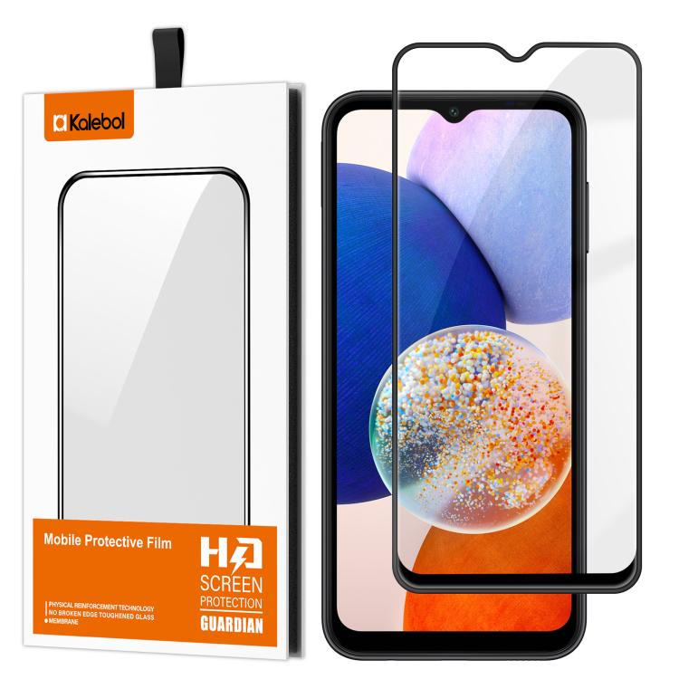 For Samsung Galaxy A14 5G Kalebol High-Aluminum Screen-Printed Full-Coverage Anti-Fingerprint Black-Bordered HD Tempered Glass Film