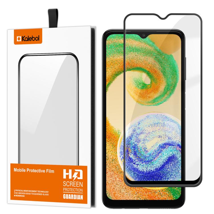 For Samsung Galaxy A04s Kalebol High-Aluminum Screen-Printed Full-Coverage Anti-Fingerprint Black-Bordered HD Tempered Glass Film