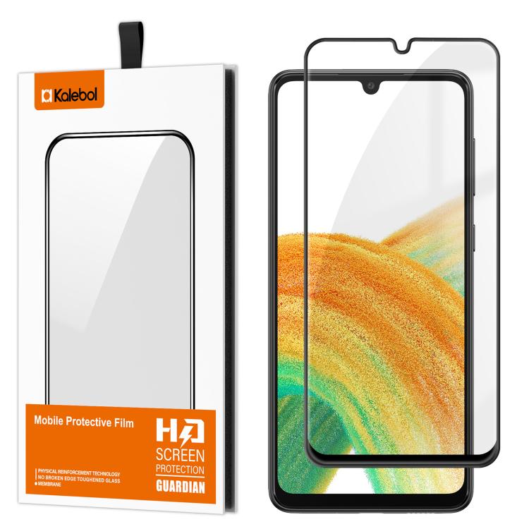 For Samsung Galaxy A33 5G Kalebol High-Aluminum Screen-Printed Full-Coverage Anti-Fingerprint Black-Bordered HD Tempered Glass Film