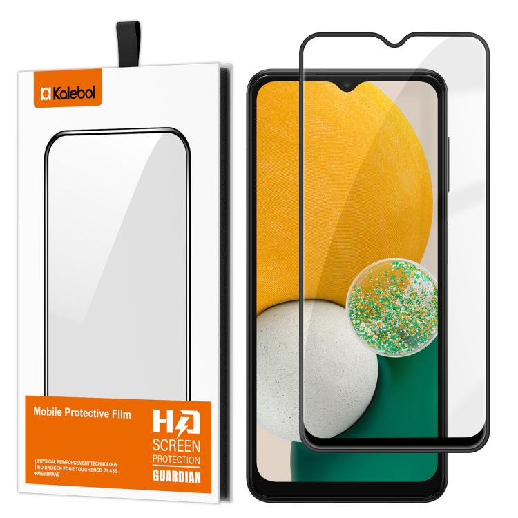 For Samsung Galaxy A13 5G Kalebol High-Aluminum Screen-Printed Full-Coverage Anti-Fingerprint Black-Bordered HD Tempered Glass Film