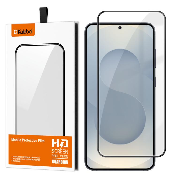 For Samsung Galaxy S25 5G Kalebol High-Aluminum Screen-Printed Full-Coverage Anti-Fingerprint Black-Bordered HD Tempered Glass Film