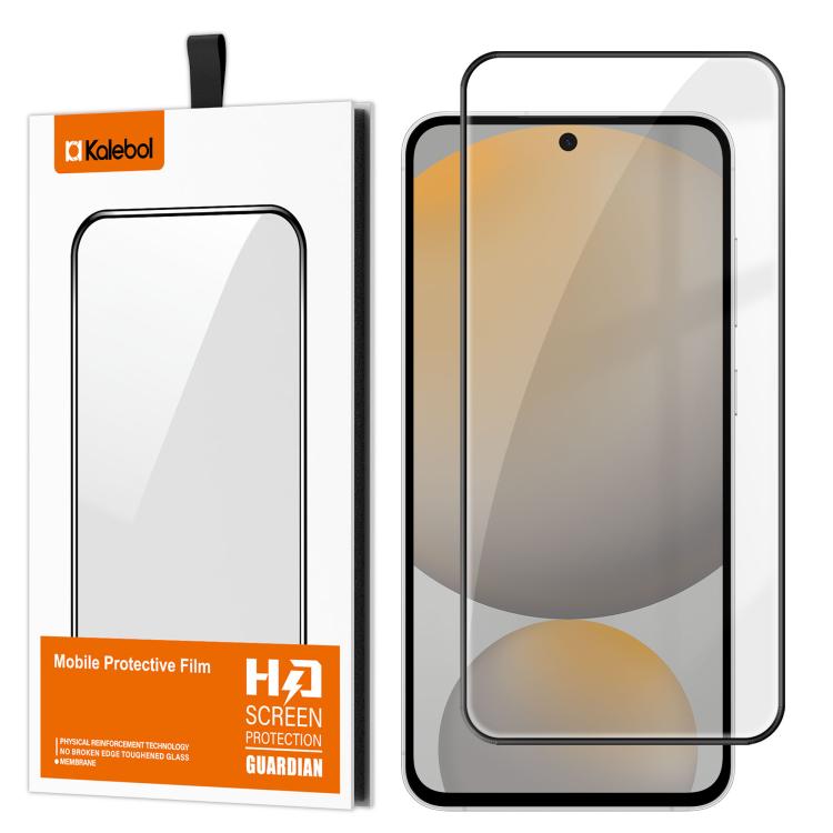 For Samsung Galaxy S24 FE 5G Kalebol High-Aluminum Screen-Printed Full-Coverage Anti-Fingerprint Black-Bordered HD Tempered Glass Film