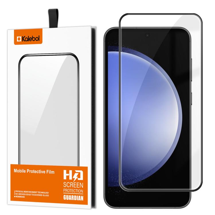 For Samsung Galaxy S23 FE 5G Kalebol High-Aluminum Screen-Printed Full-Coverage Anti-Fingerprint Black-Bordered HD Tempered Glass Film