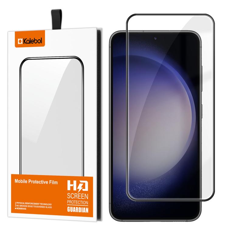 For Samsung Galaxy S23+ 5G Kalebol High-Aluminum Screen-Printed Full-Coverage Anti-Fingerprint Black-Bordered HD Tempered Glass Film