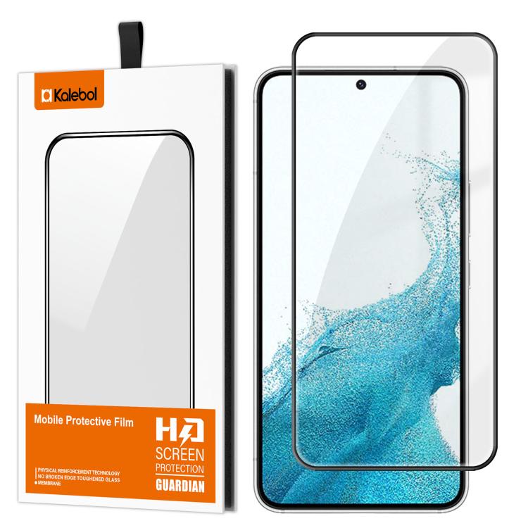 For Samsung Galaxy S22 5G Kalebol High-Aluminum Screen-Printed Full-Coverage Anti-Fingerprint Black-Bordered HD Tempered Glass Film