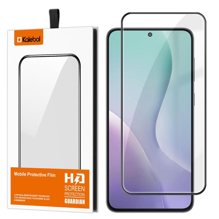 For Samsung Galaxy M56 5G Kalebol High-Aluminum Screen-Printed Full-Coverage Anti-Fingerprint Black-Bordered HD Tempered Glass Film