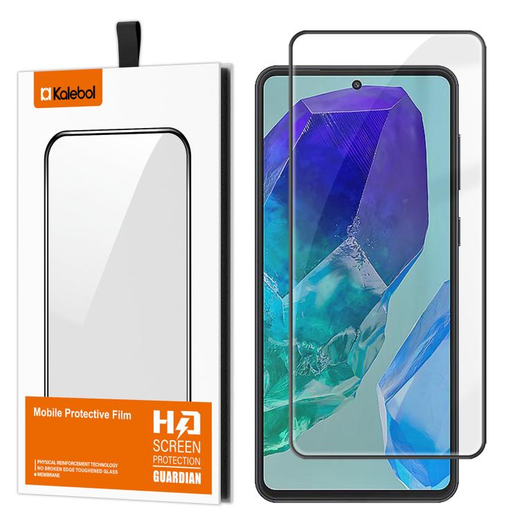 For Samsung Galaxy M55 Kalebol High-Aluminum Screen-Printed Full-Coverage Anti-Fingerprint Black-Bordered HD Tempered Glass Film